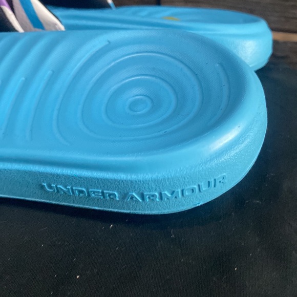 Under Armour Ansa Graphic Youth Girl Slide Sandals Size 1 Blue, White NWT IN PKG - Picture 4 of 4